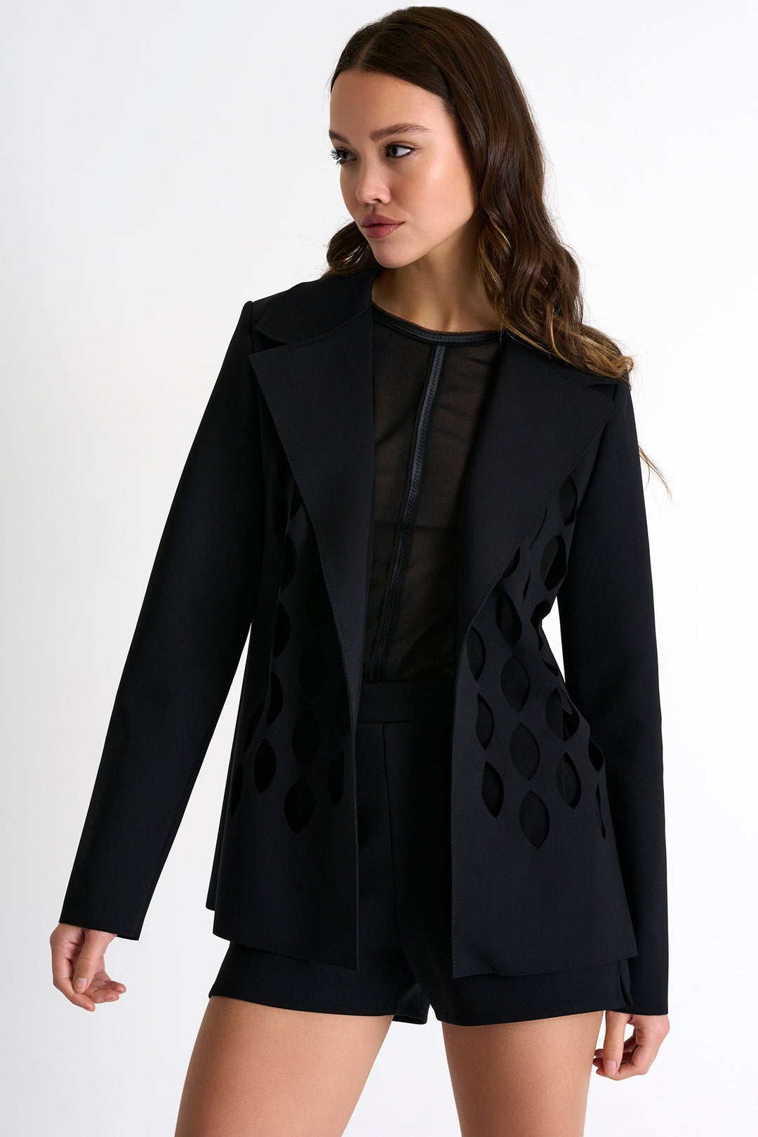 Structured Cut-Out Blazer - 52357-78-800 02 / 800 Caviar / 75% POLYAMIDE, 25% ELASTANE