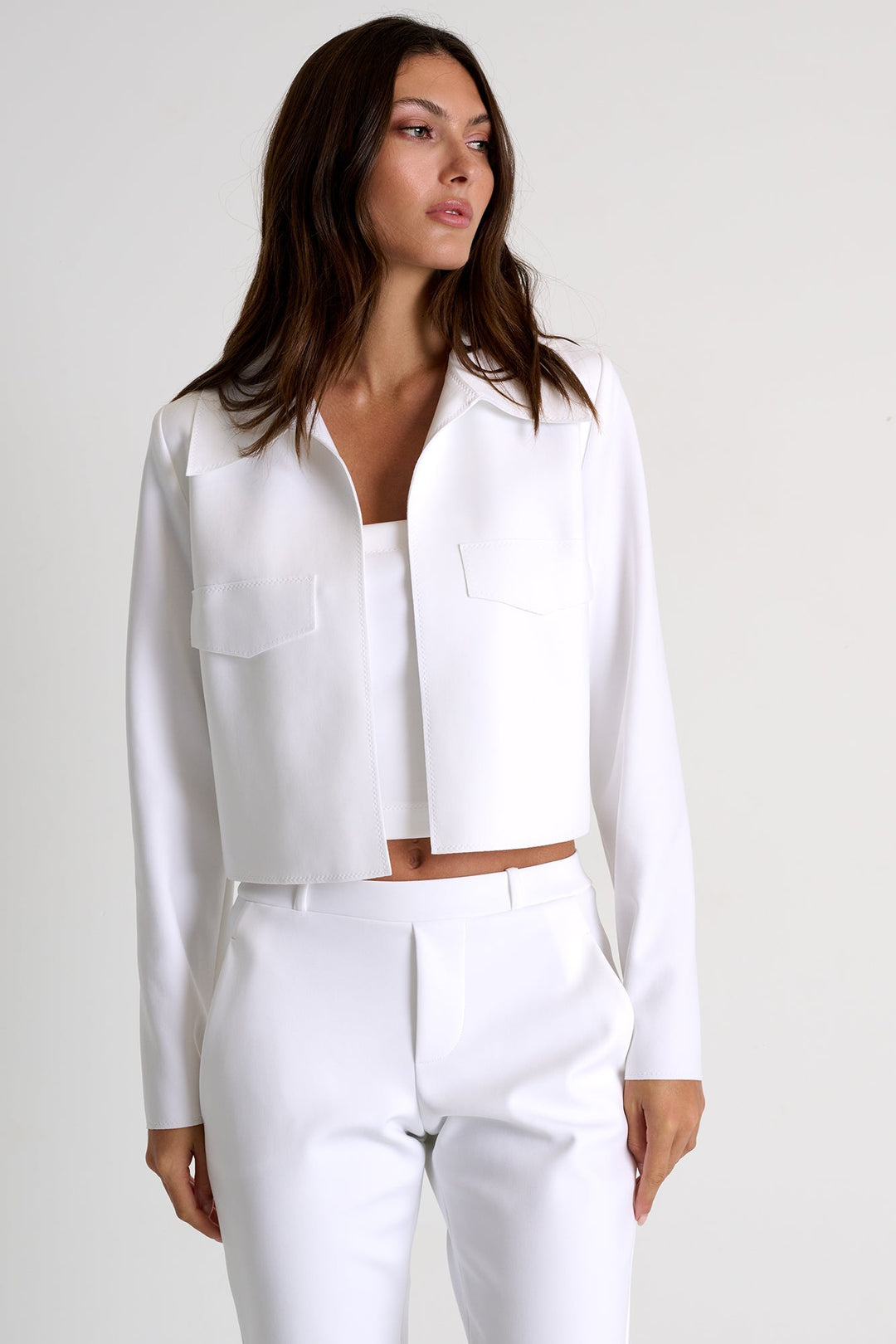 Contemporary Cropped Jacket - 52527-75-000 02 / 000 White / 75% POLYAMIDE, 25% ELASTANE