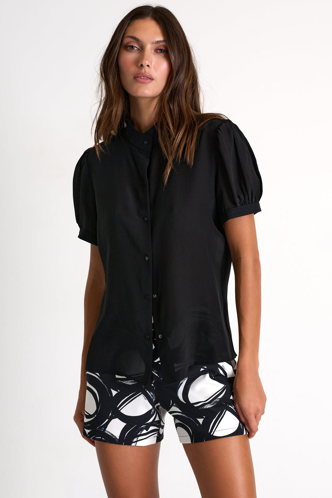 Short-Sleeved Lycra Blouse - 52530-82-800 02 / 800 Black / 75% POLYAMIDE, 25% ELASTANE