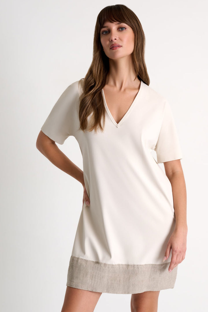 Lycra V-Neck Dress - 52535-67-110 02 / 110 Beige / 75% POLYAMIDE, 25% ELASTANE