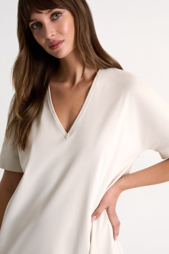Lycra V-Neck Dress - 52535-67-110 02 / 110 Beige / 75% POLYAMIDE, 25% ELASTANE