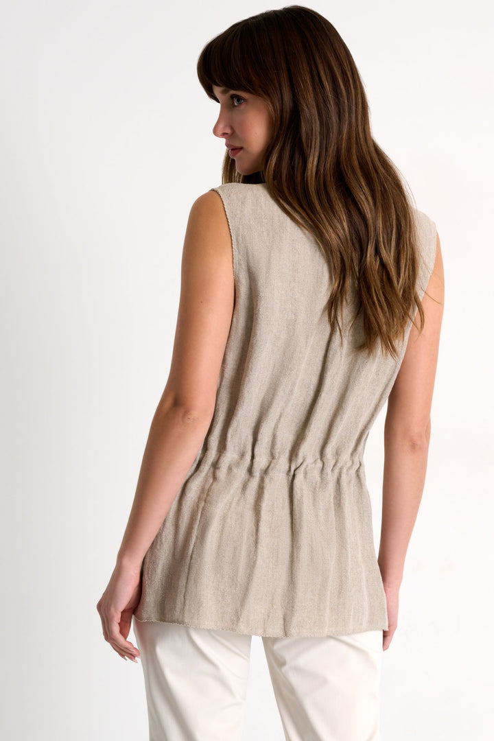 Sleeveless Structured Linen Vest - 52536-76-110 02 / 110 Beige / 100% LINEN