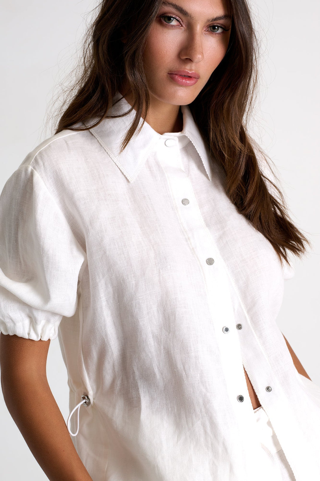 Short-Sleeve Linen Blouse - 52536-82-020 02 / 020 Cream / 100% LINEN