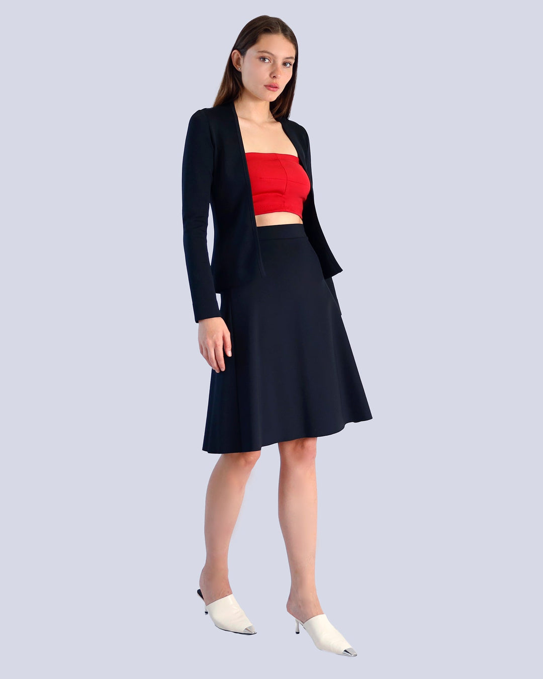Maison Marie Saint Pierre | Skirt | MITE | Black | Cardigan | MUSE | Black | Accessory | BARTHO | Red