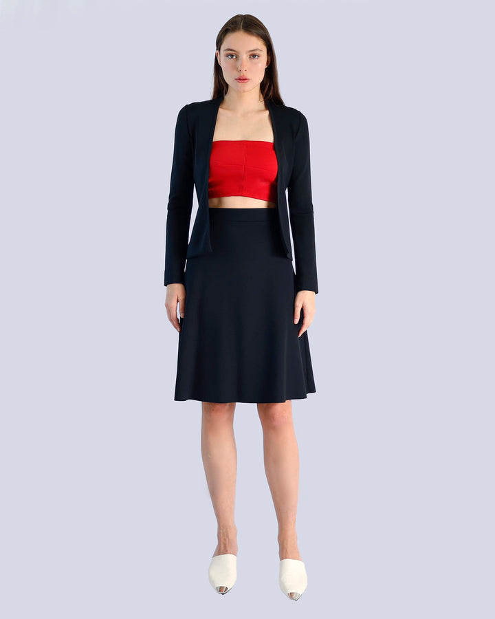 Maison Marie Saint Pierre | Skirt | MITE | Black | Cardigan | MUSE | Black | Accessory | BARTHO | Red