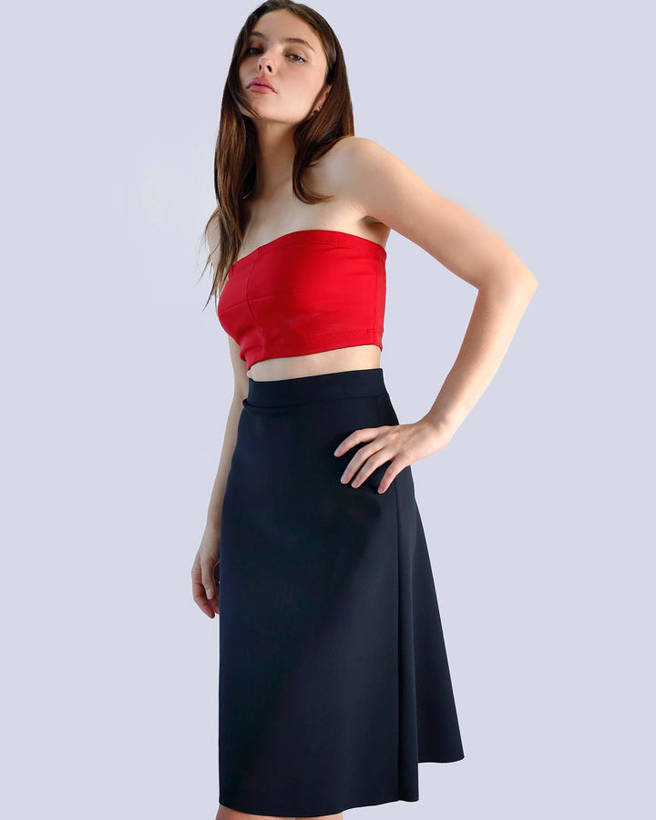 Maison Marie Saint Pierre | Skirt | MITE | Black | Cardigan | MUSE | Black | Accessory | BARTHO | Red