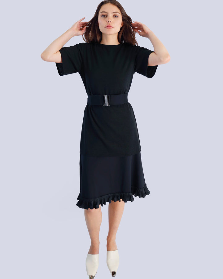 Maison Marie Saint Pierre | Skirt | MAZE | Black | Top | MILA | Black | Belt | MESCAPIRE | Black