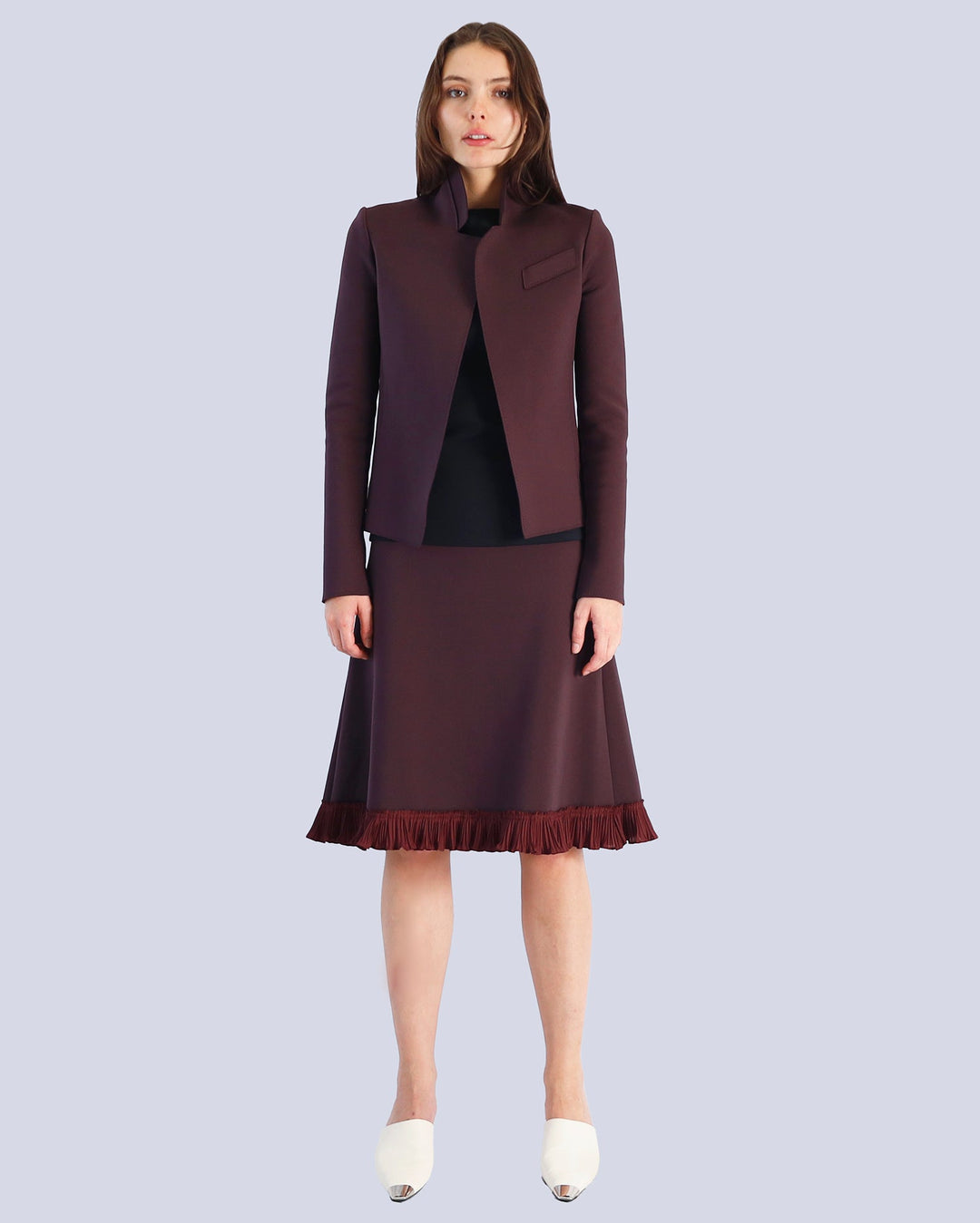 Maison Marie Saint Pierre | Skirt | MAZE | Plum | Top | MESMINA | Black | Jacket | MALTA | Plum
