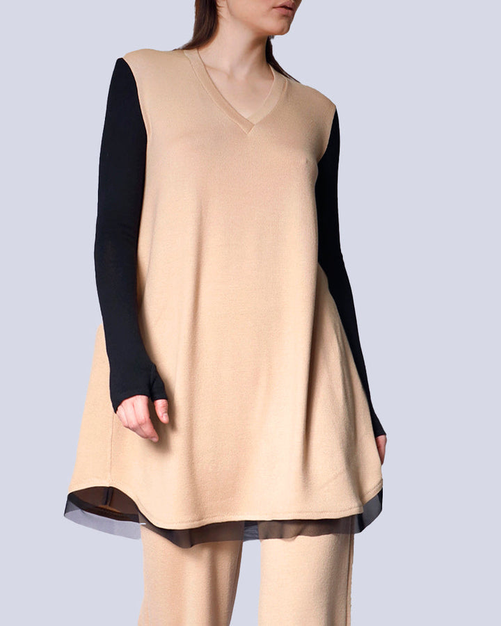 Maison Marie Saint Pierre | Dress | MISHAL | Camel | Black