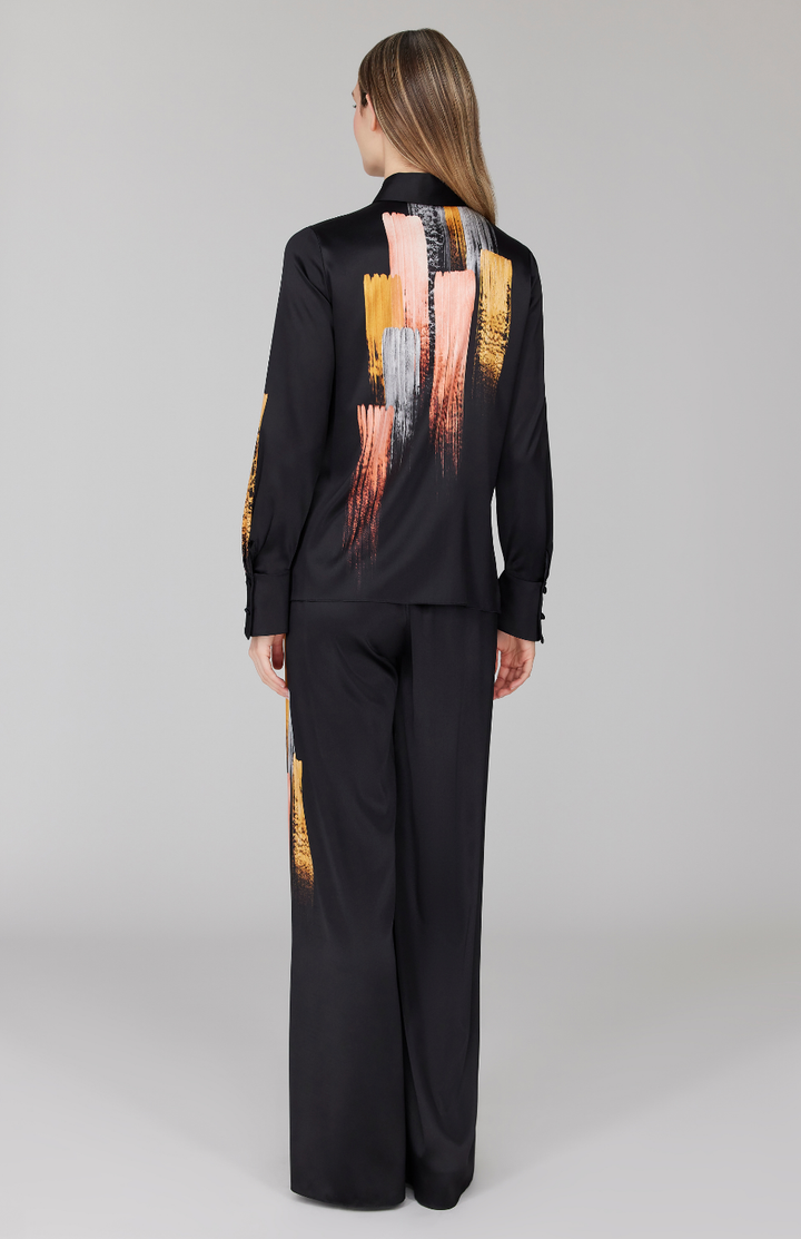 PREORDER Brush Stroke Print Collared Blouse w/ Relaxed Sleeve