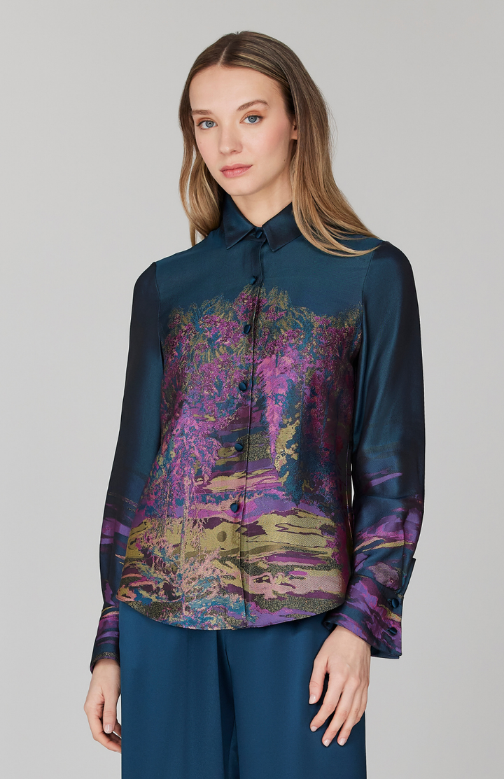 PREORDER Dusk Landscape Jacquard Tailored Button Down w/ Relaxed Sleeve