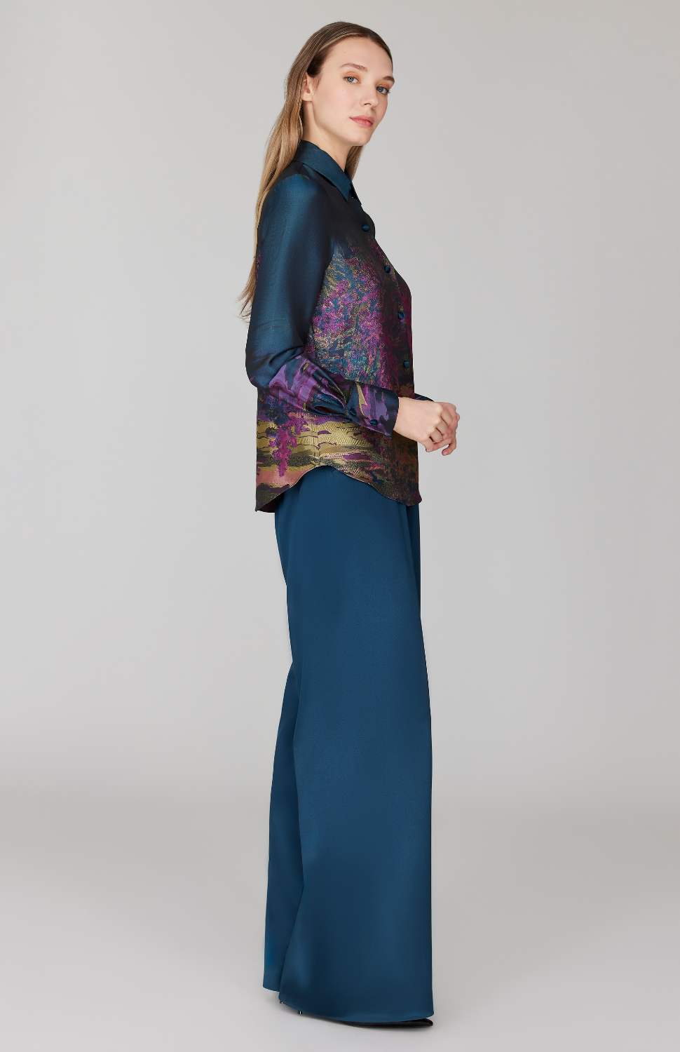 PREORDER Dusk Landscape Jacquard Tailored Button Down w/ Relaxed Sleeve