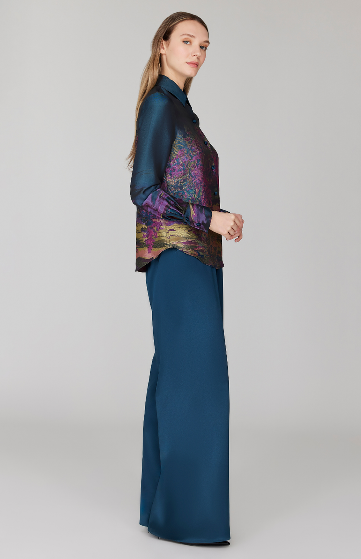 PREORDER Dusk Landscape Jacquard Tailored Button Down w/ Relaxed Sleeve