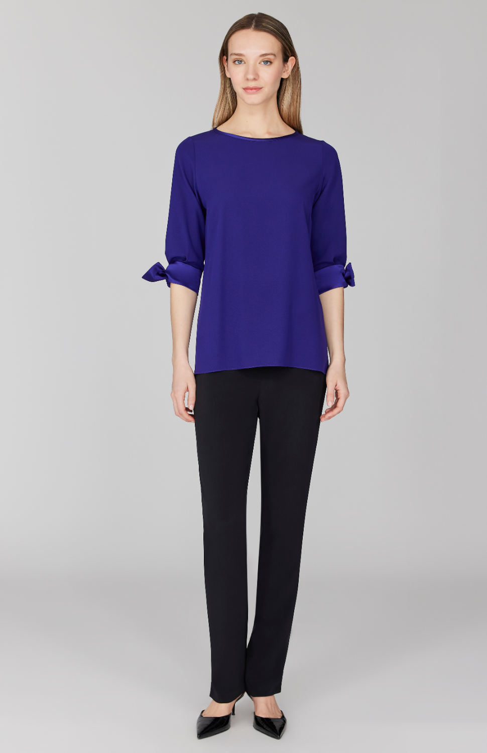 Silk Essential Narrow Leg Pant w/Flat Front, Back Elastic, & Slimmest Fit