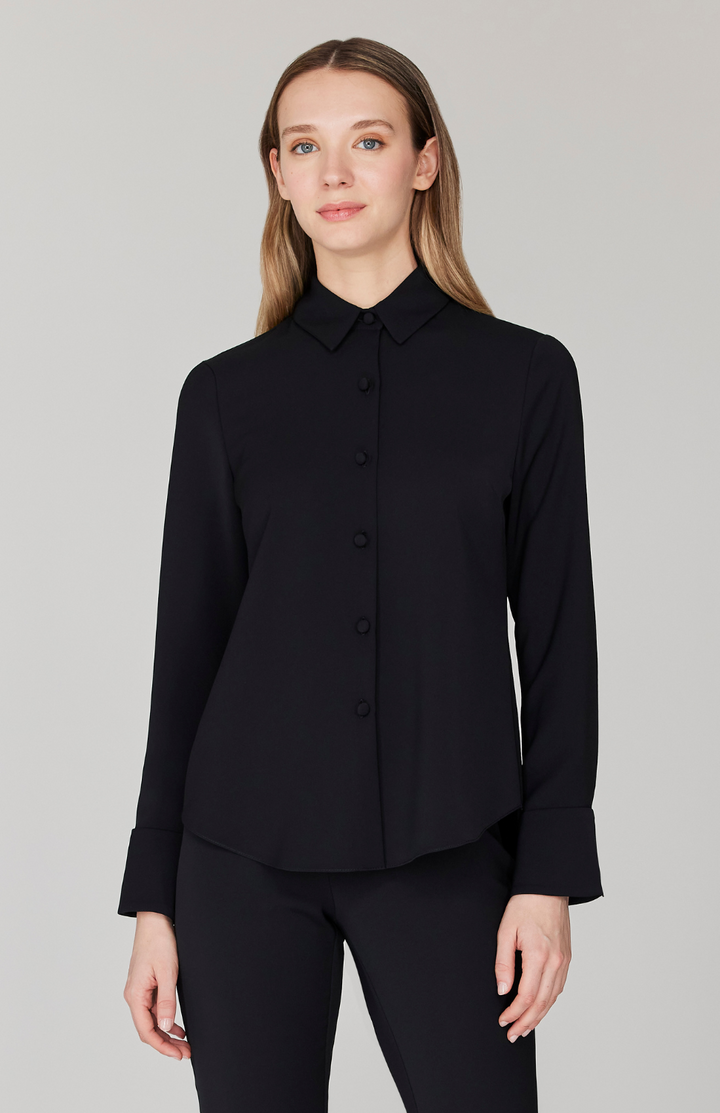 Lustrous Crepe Tailored Button Down Shirt