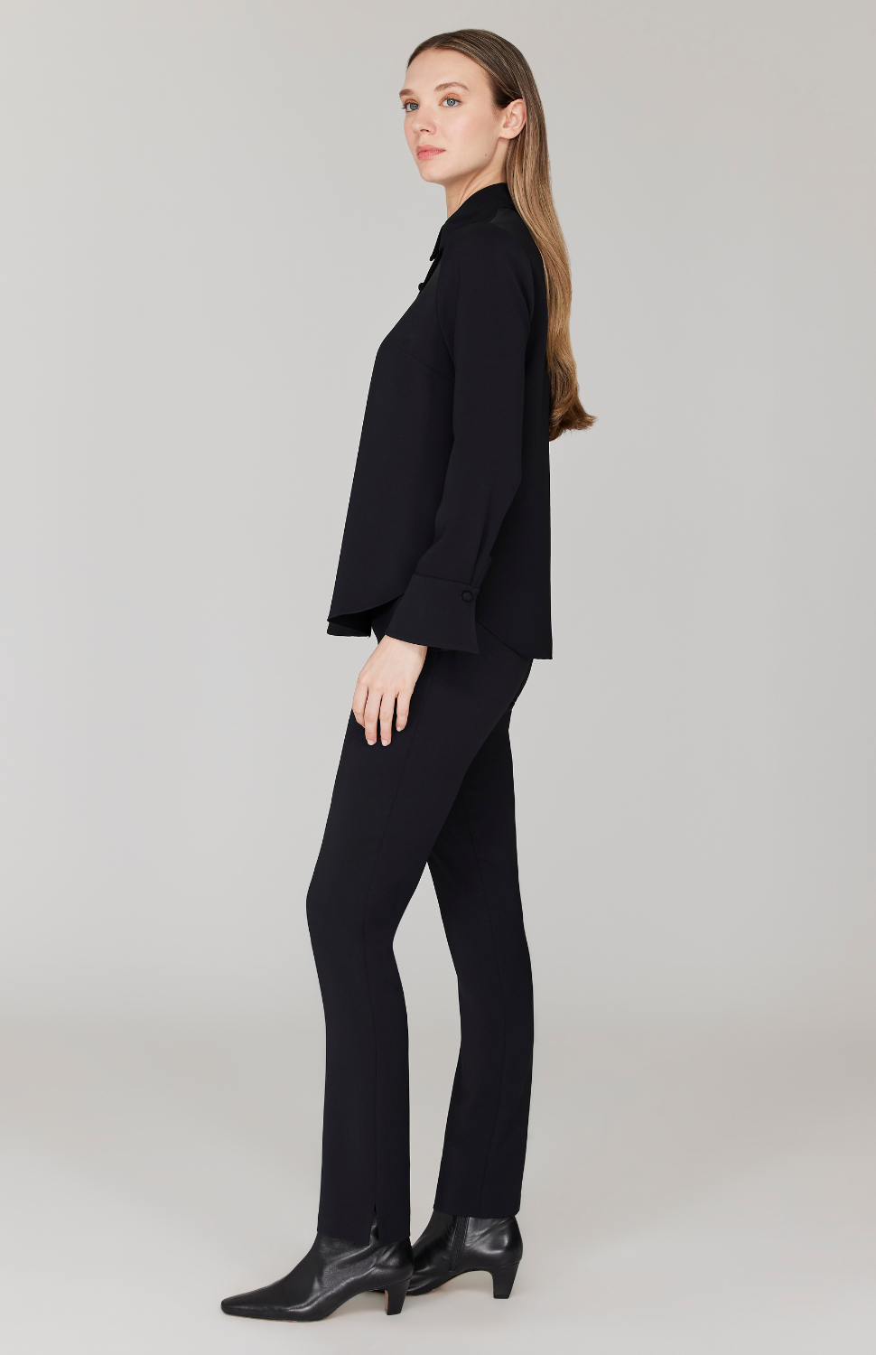 Lustrous Crepe Tailored Button Down Shirt