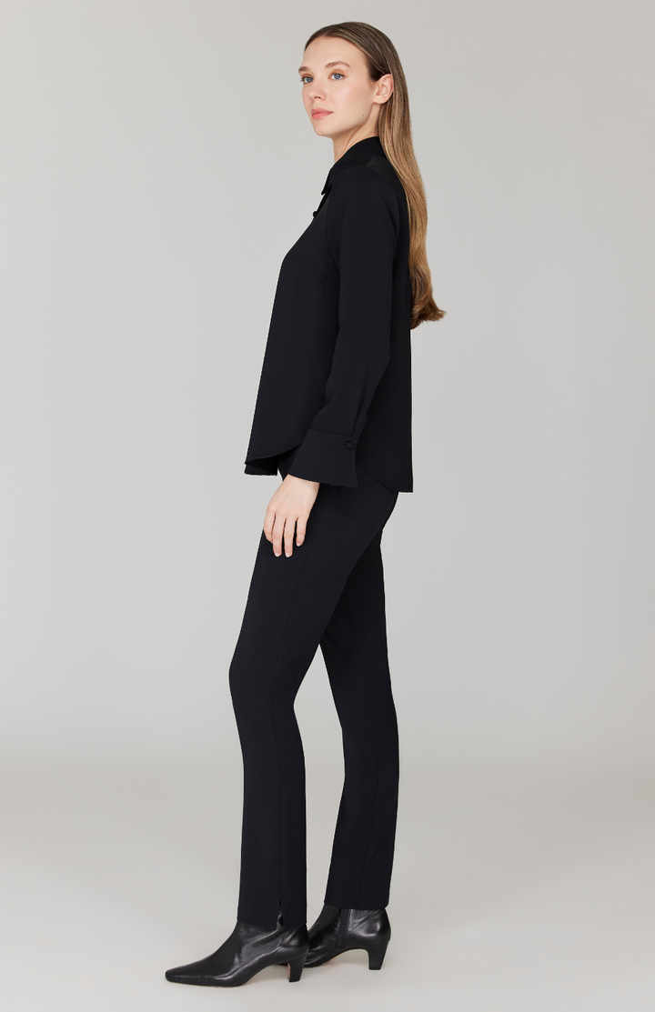 Lustrous Crepe Tailored Button Down Shirt