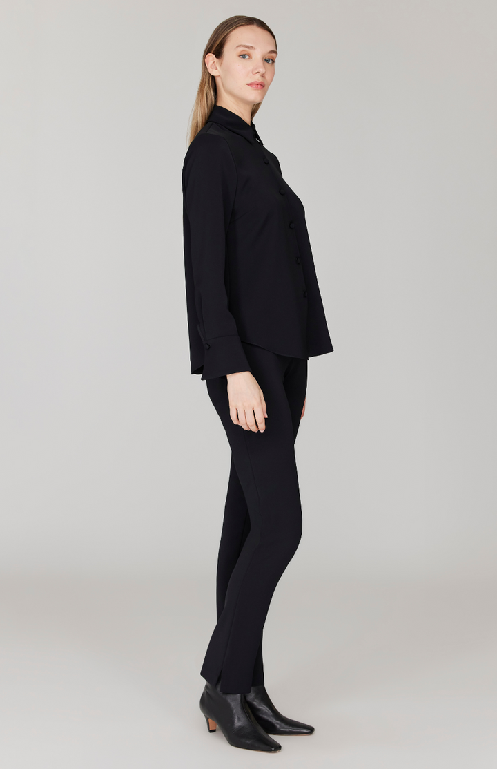 Lustrous Crepe Tailored Button Down Shirt