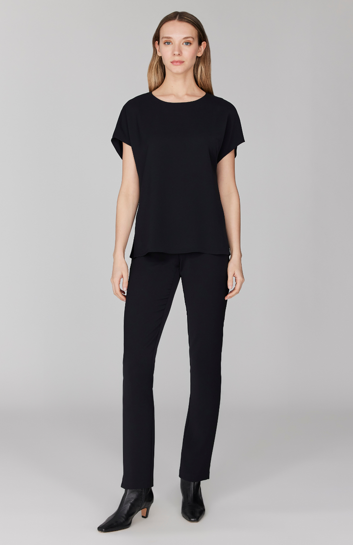 Lustrous Crepe Essential Narrow Leg Pant w/Flat Front, Back Elastic, & Slimmest Fit
