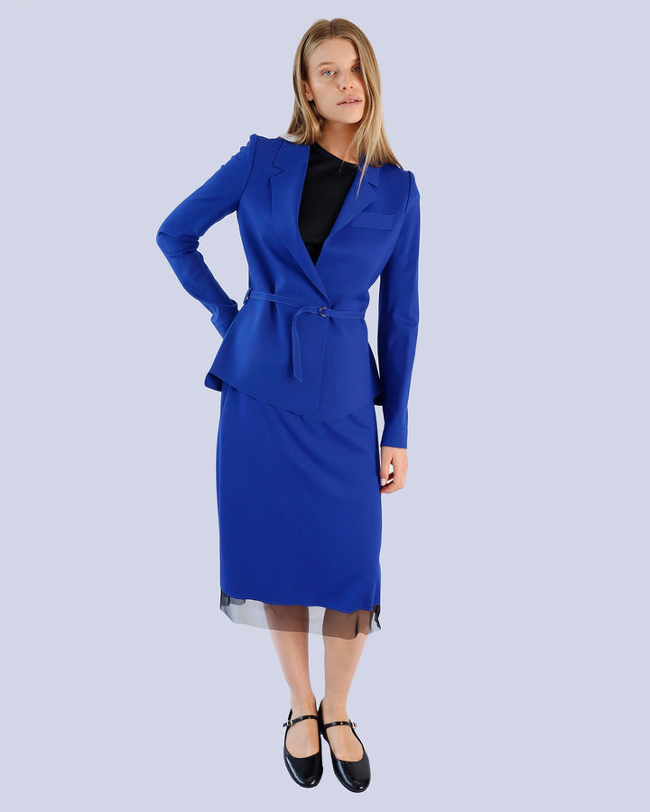 Top OKA2 | Black | Skirt | ARCHY2 | Royal Blue | Black | Jacket | ANNA | Royal Blue