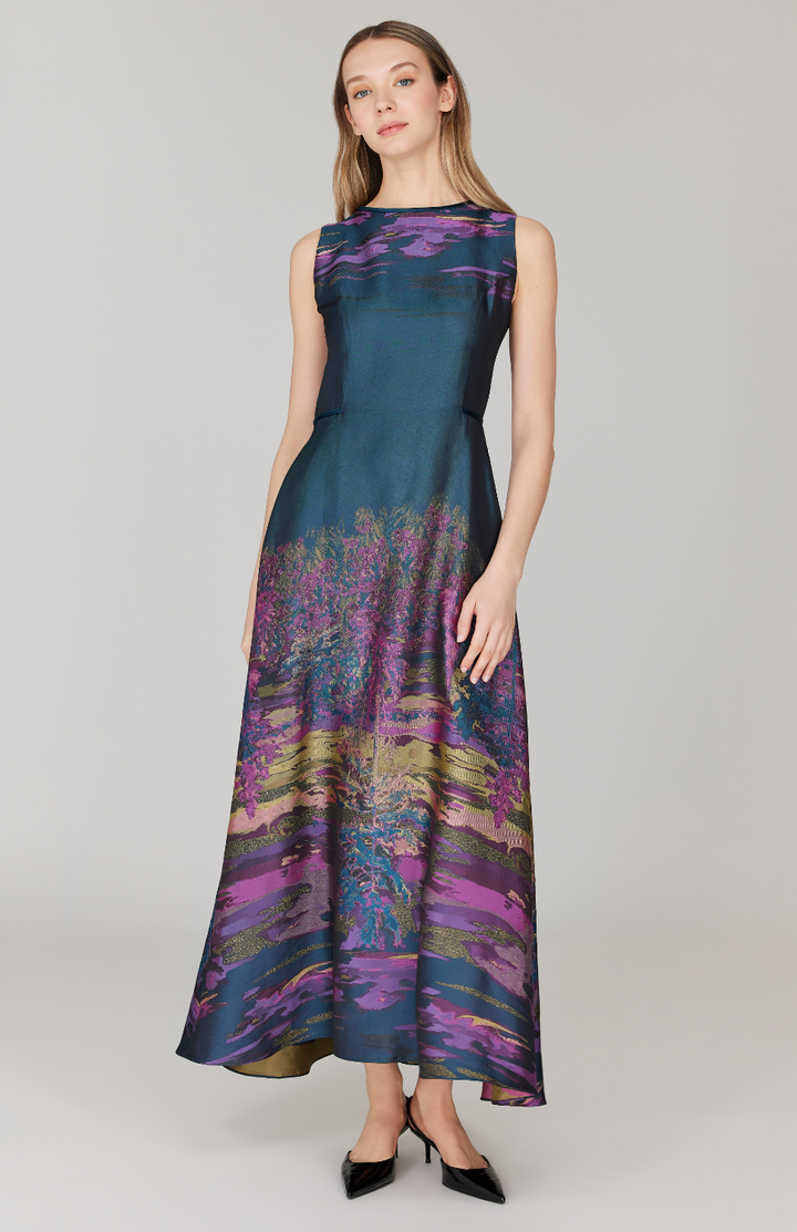 PREORDER Dusk Landscape Jacquard Sleeveless Fit & Flare Gown