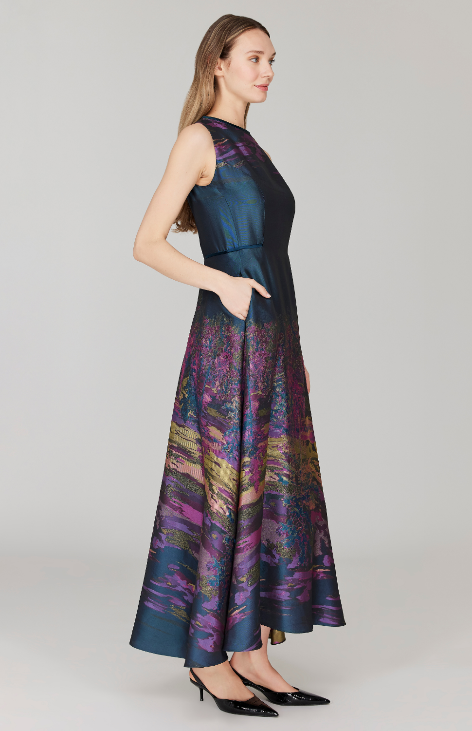 PREORDER Dusk Landscape Jacquard Sleeveless Fit & Flare Gown