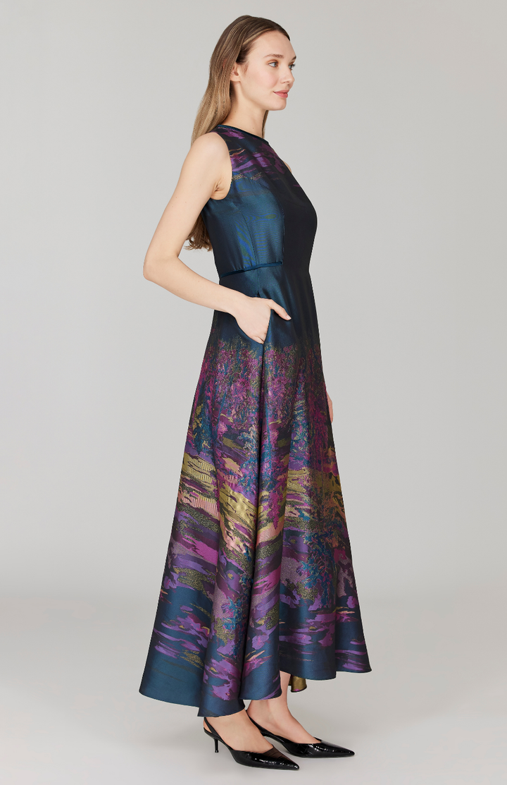 PREORDER Dusk Landscape Jacquard Sleeveless Fit & Flare Gown