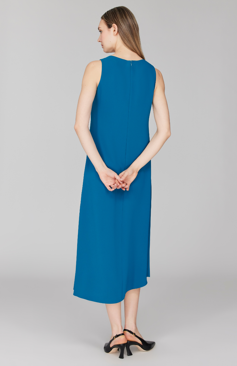 Lustrous Crepe Long Overlap Dress