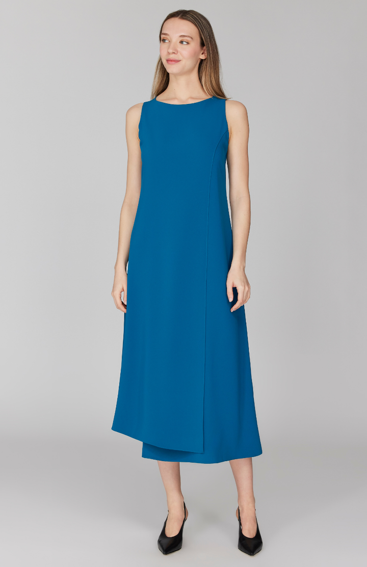 Lustrous Crepe Long Overlap Dress