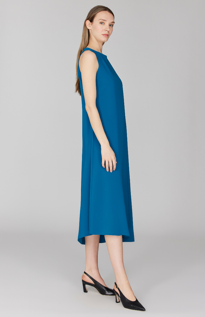 Lustrous Crepe Long Overlap Dress