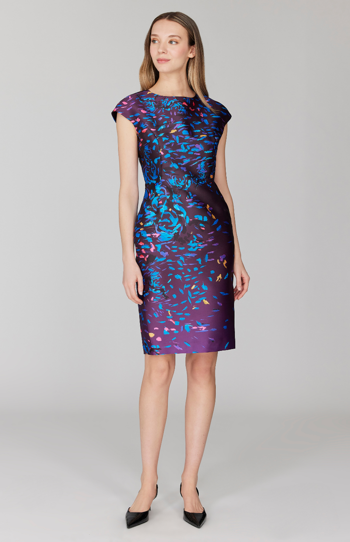 PREORDER Paint Dot Print Cap Sleeve Fitted Dress