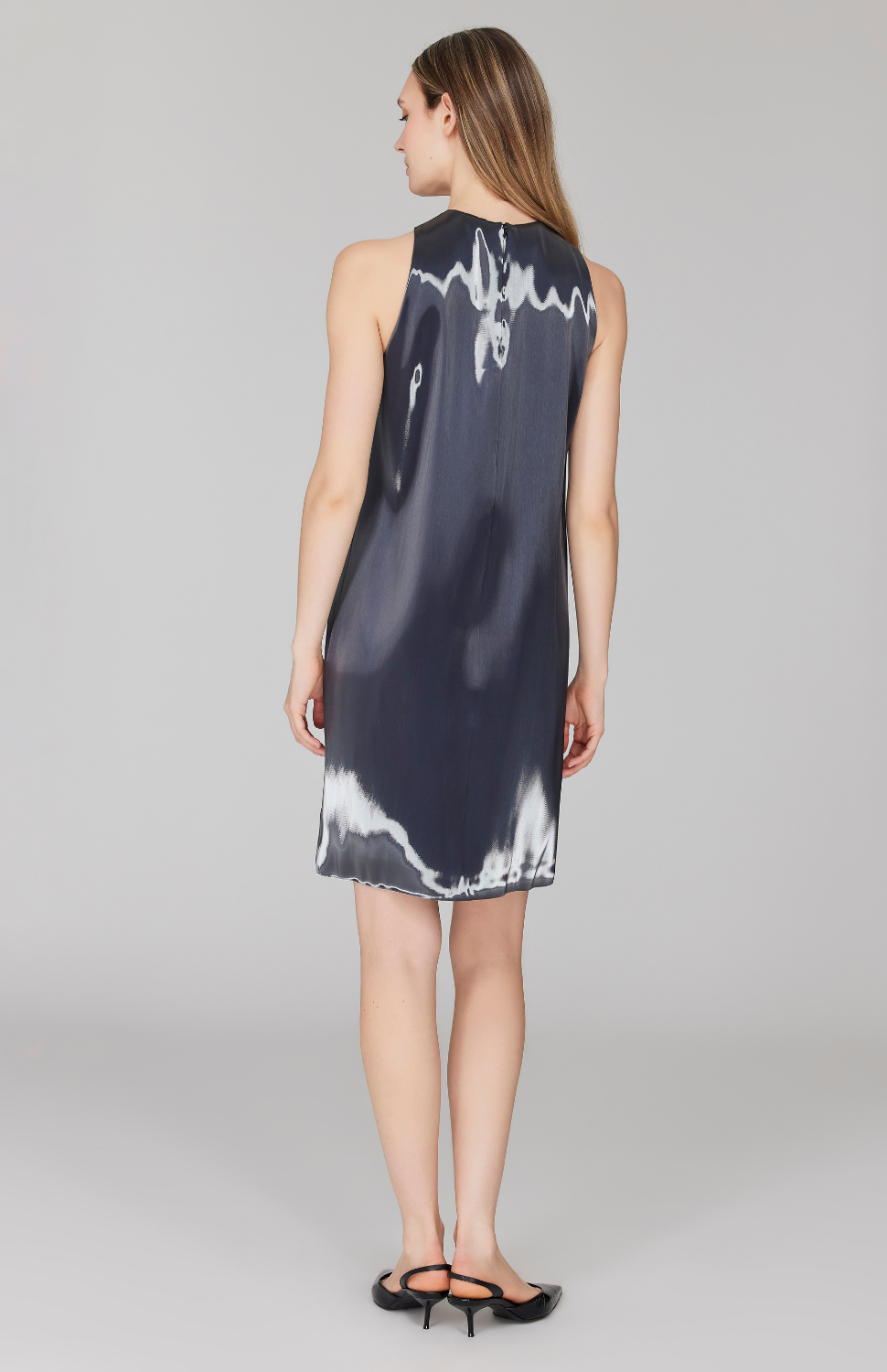 PREORDER Liquid Organza Shift Dress w/ Pleat Neck