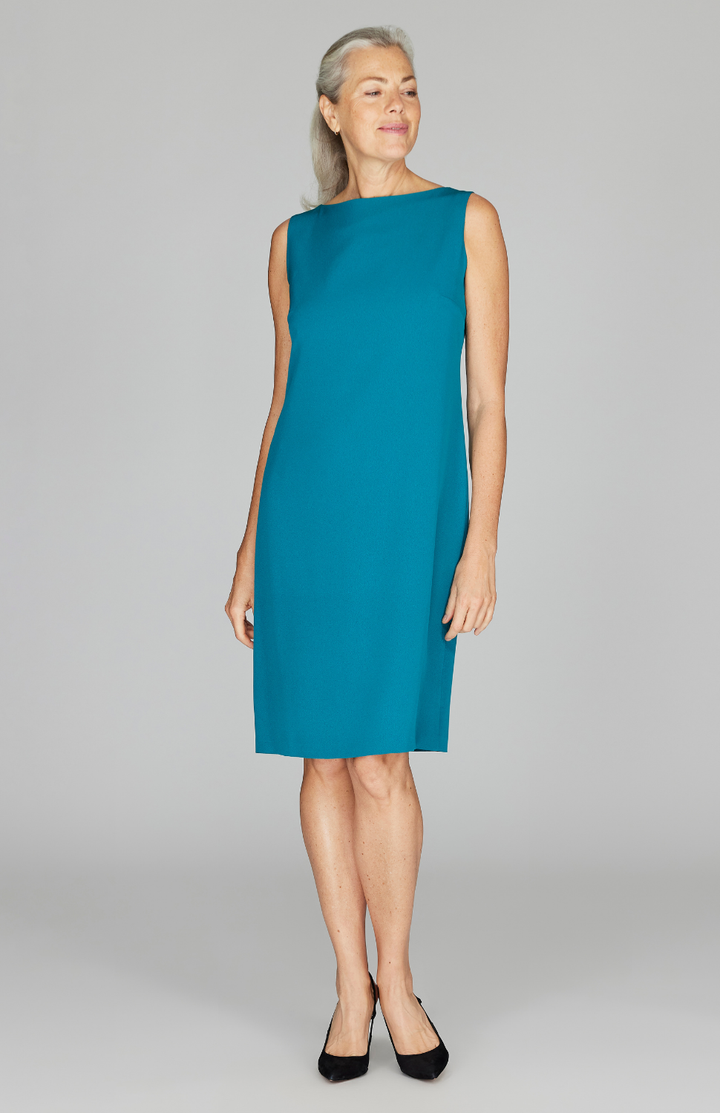 Silk High Neck Sheath Dress