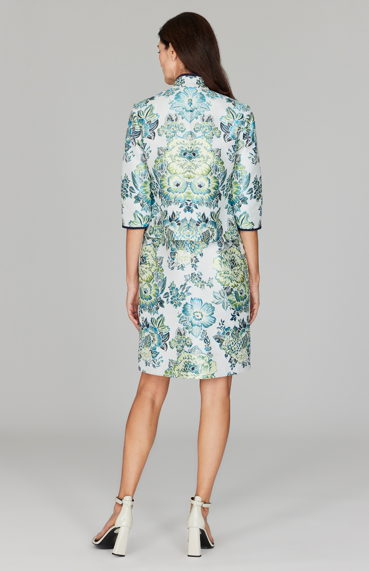Lush Blooms Jacquard Short High Neck Jacket