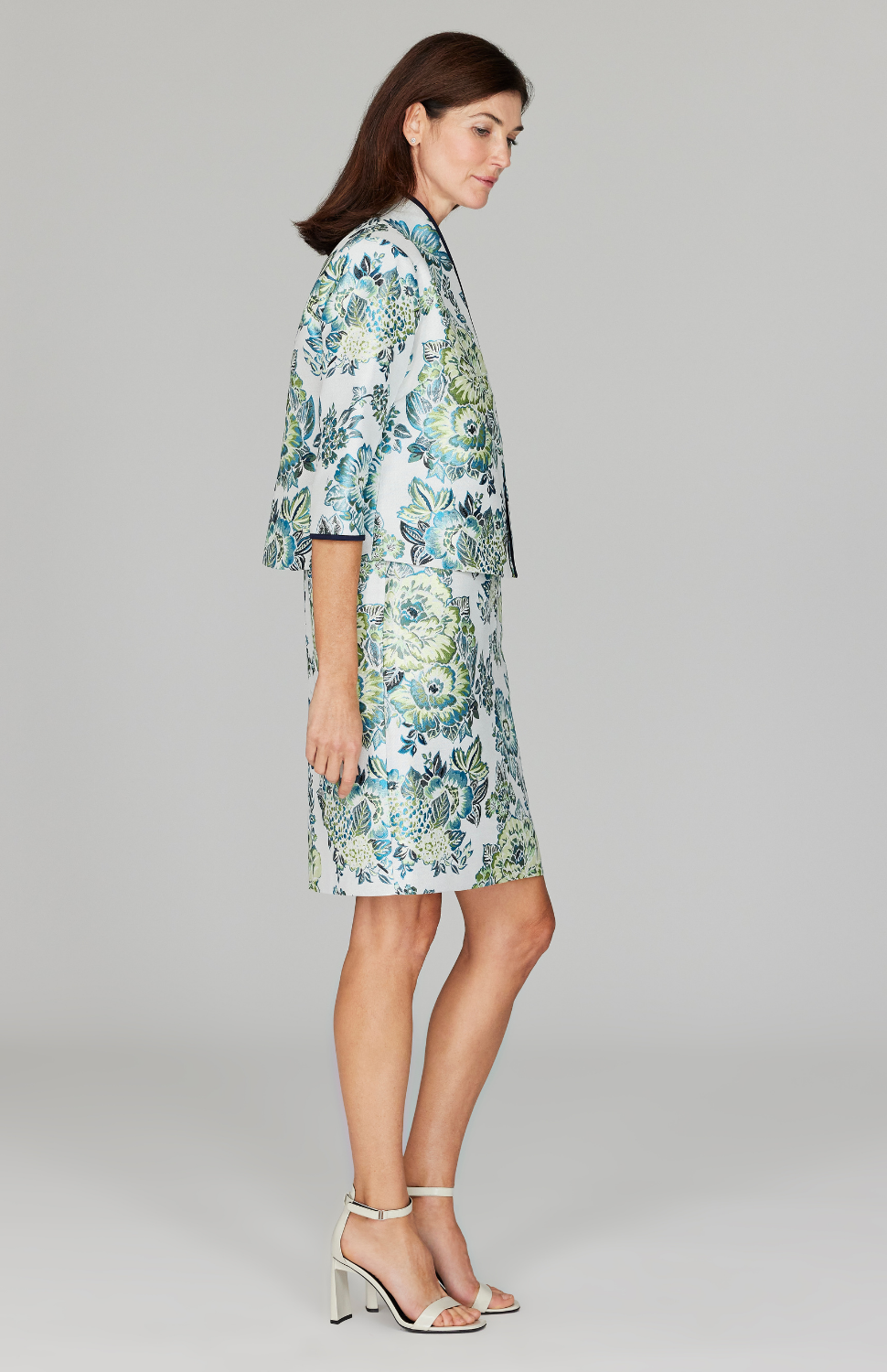 Lush Blooms Jacquard Short High Neck Jacket