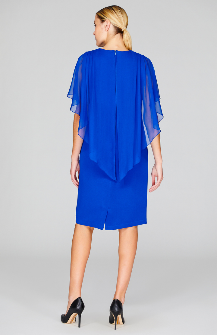Silk Dress w/Attached Chiffon Capelet