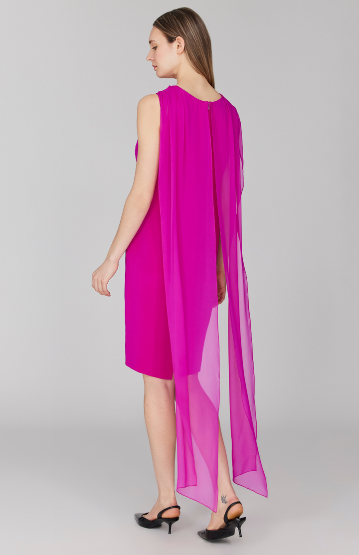 Silk Dress w/Draped Chiffon Scarf