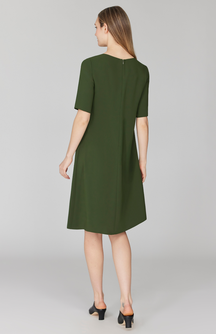 Lustrous Crepe Short Sleeve Layered Dress