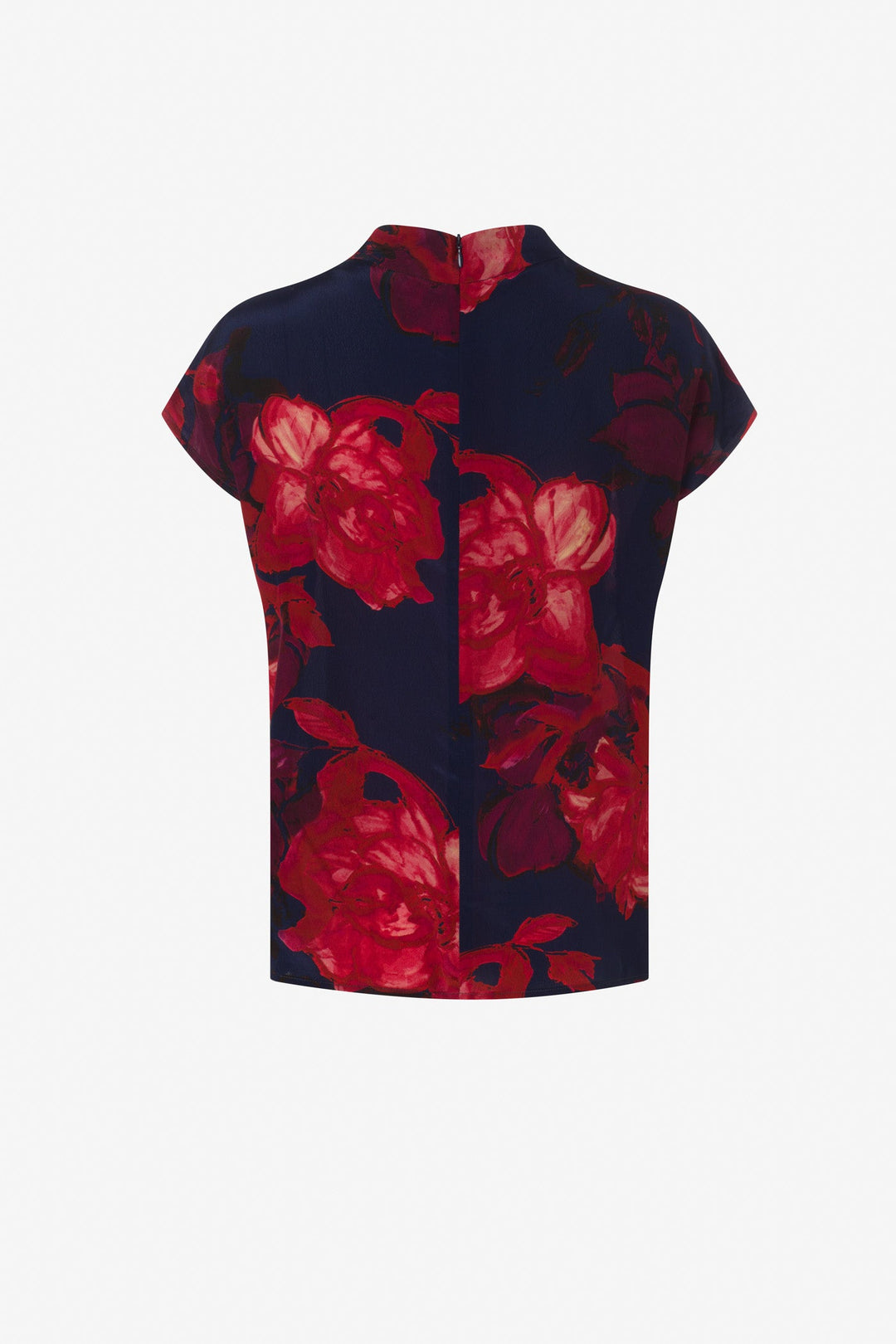 Floral print drapped neck line