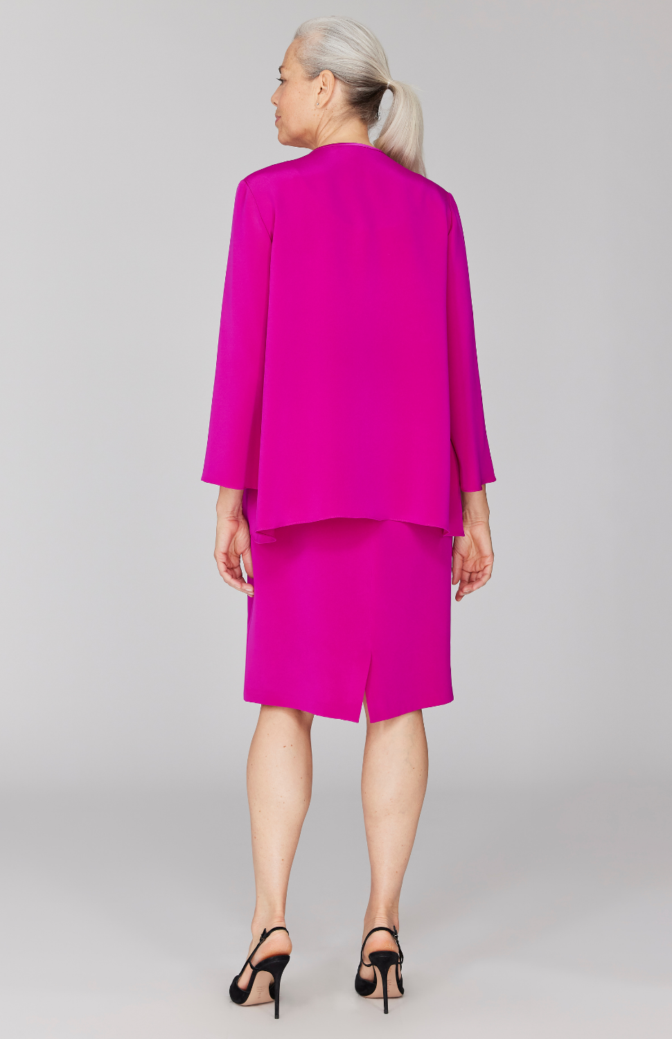 Silk Long Sleeve Jacket w/Satin Bias Detail