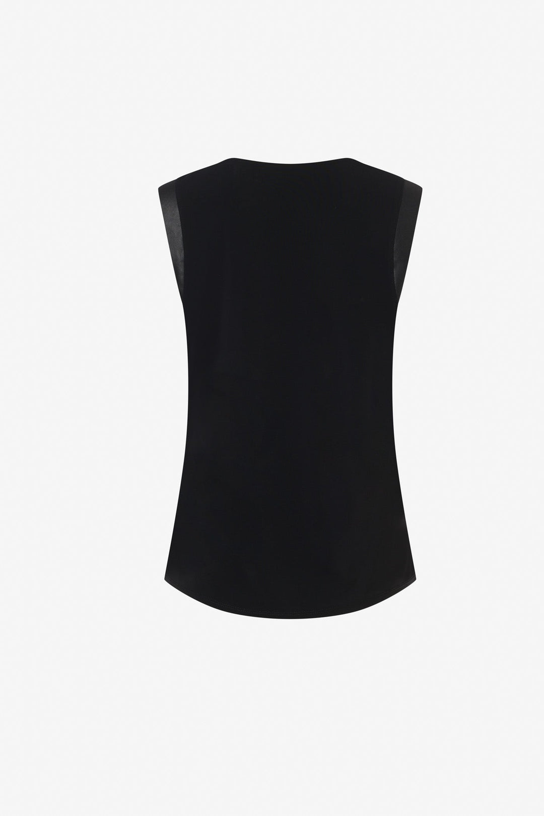Sleeveless top with vegan leather V neck