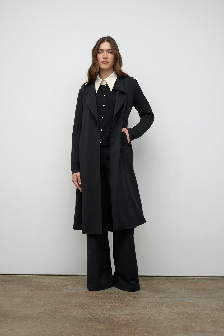 Matte jersey trench coat
