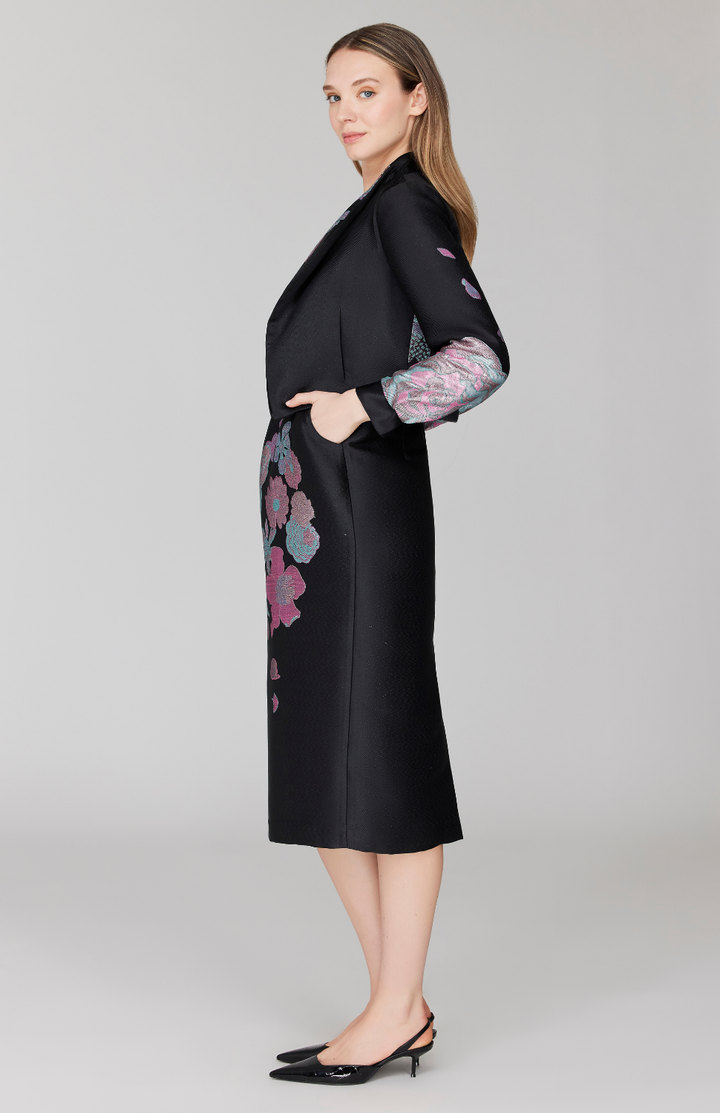 PREORDER Metallic Scattered Flora Short Jacket w/ Pleat Sleeve