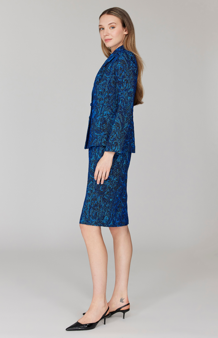 Paisley Stretch Jacquard Fitted Jacket
