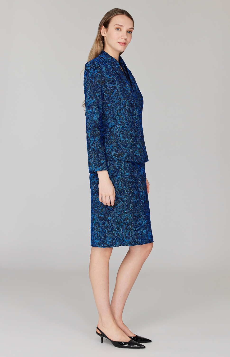 Paisley Stretch Jacquard Fitted Jacket