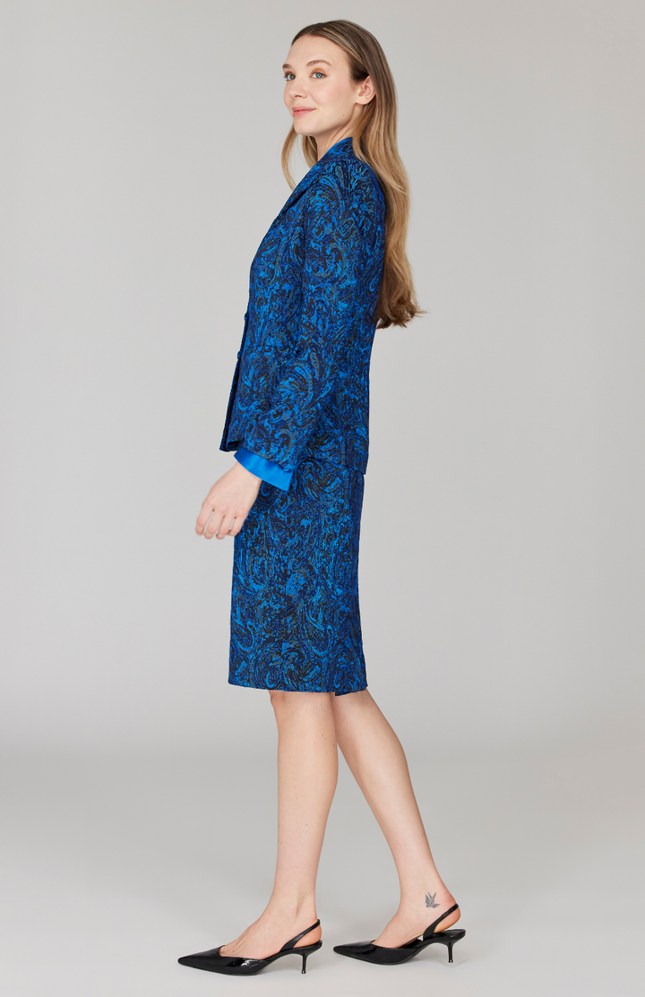 Paisley Stretch Jacquard Fitted Jacket
