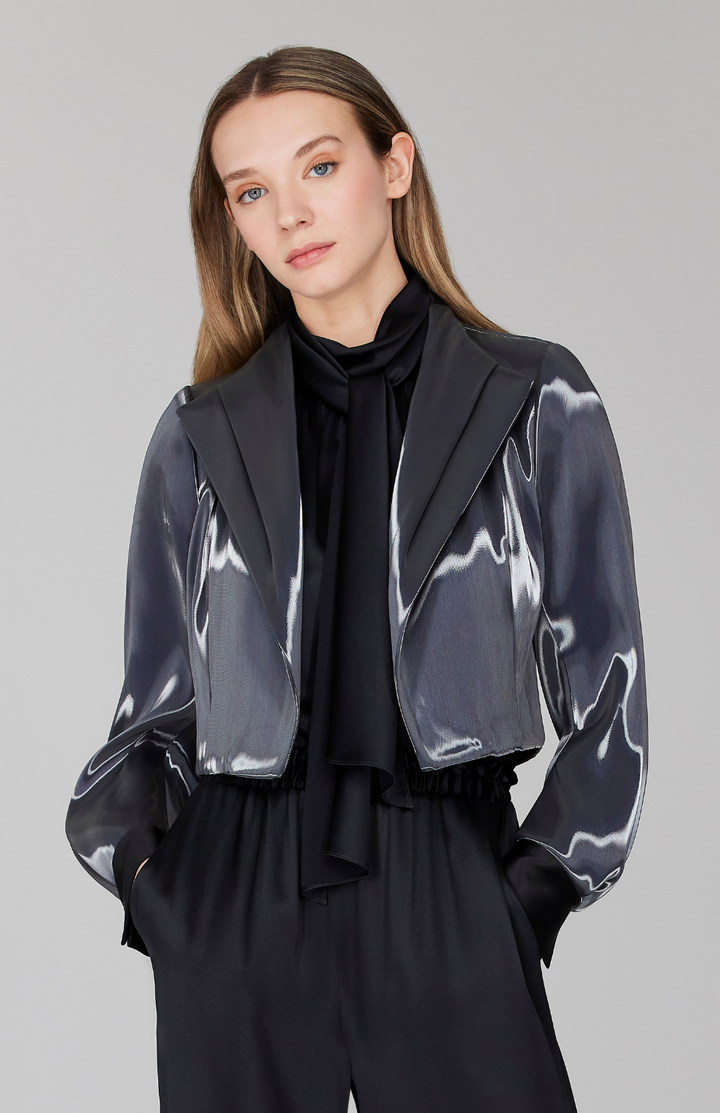 PREORDER Liquid Organza Short Jacket w/ Pleated Sleeve