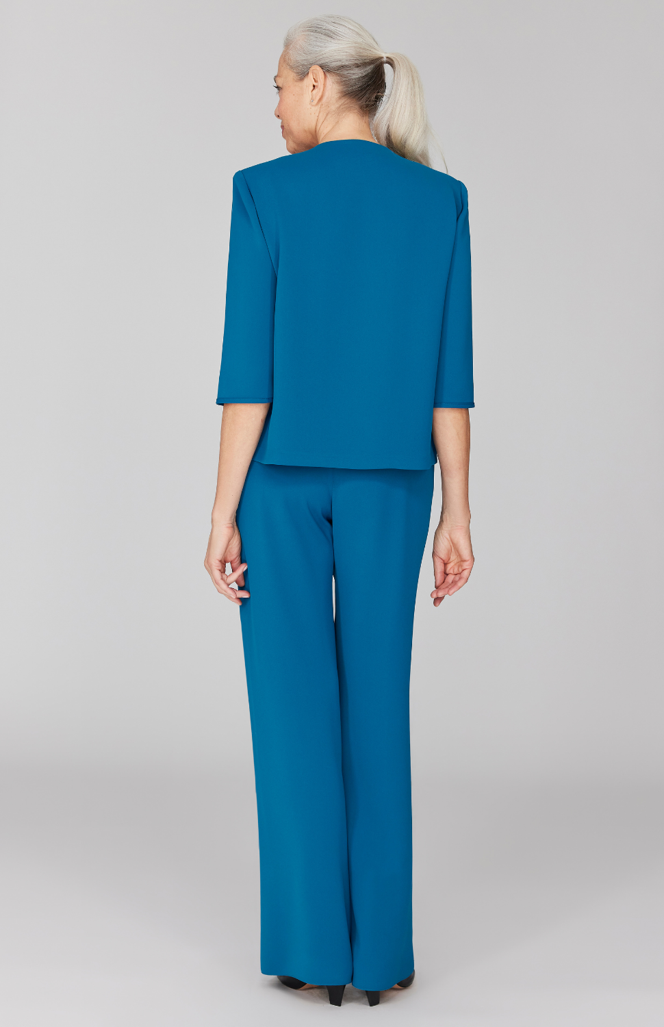 Lustrous Crepe Overlap Pant w/ Back Elastic