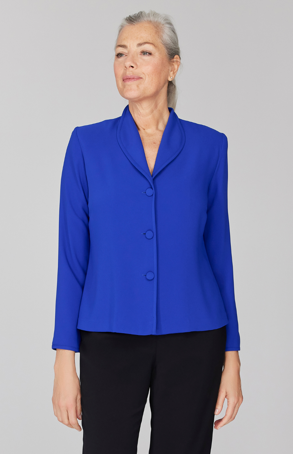 Fabienne is 5' 9" and wearing Cobalt in size XS.