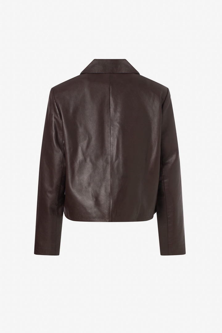 Cropped leather jacket